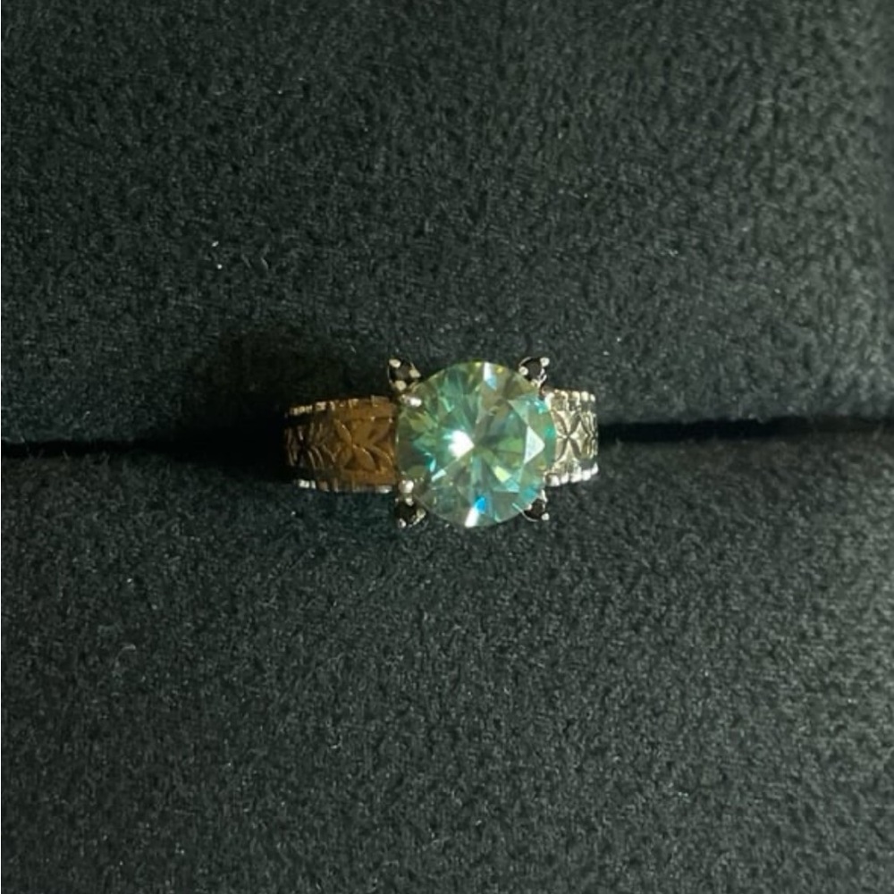 Oh My! 2.58 Certified Round Brilliant Cut Moissanite Diamond Filigree Ring